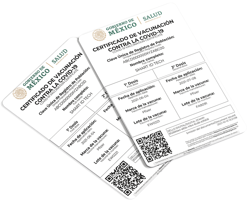 Certificado Covid de PVC